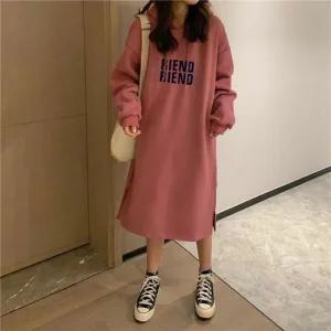 [아우트]기모후드 데이트룩원피스 롱원피스