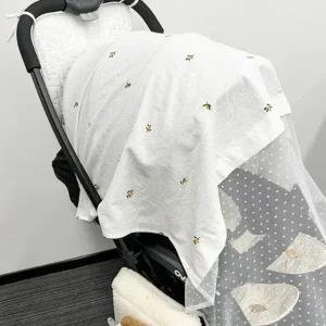 아기자기한 꽃무늬 곰돌이 통풍이 잘되는 매쉬 도트 유모차 선쉐이드 악세사리 벌레차단