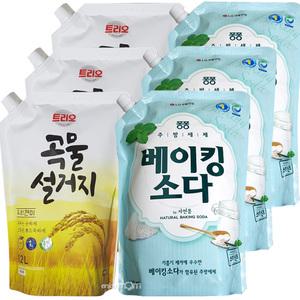 LG 퐁퐁 베이킹소다 1200ml x 3개 / 곡물설거지 1200ml x3개 주방세제