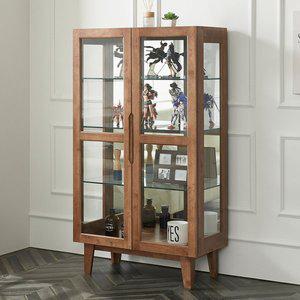 [모던탑21]명품 고무나무 C타입 원목 장식장 유리 진열장 장식장