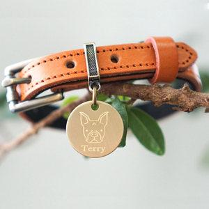 소 중 대형견 강아지 목줄 각인서비스 부드러운 이태리 소가죽 아미펫