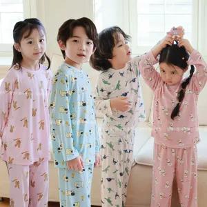 삐삐롱 아동 유아 어린이 사계절 긴팔 루즈핏 모달 편면 내의 내복 실내복 세트