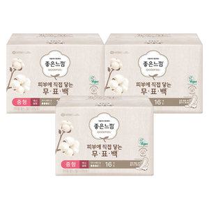 좋은느낌 무표백 유기농 순면커버 맥시슬림 중형, 16매, 3개