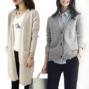 여성 심플 롱가디건/집업 가디건/데일리/기본/라운드넥/환절기