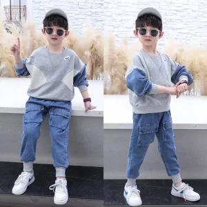 [삐삐네옷가게] 남아 주니어 레온시크 봄가을 맨투맨 청바지 상하 세트