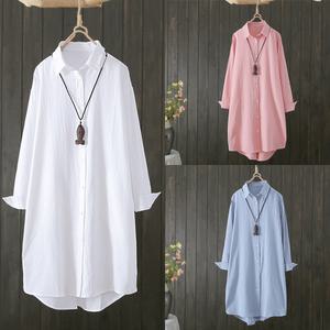 로로스키니 여성 미디 긴팔 롱셔츠 면 오버핏 LS0605