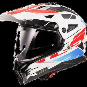LS2 헬멧MX702 PIONEER II NAMIB WHITE BLUE RED온 오프로드 풀페이스헬멧 이너바이져 안티포그시스템 투어