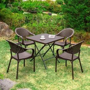 [공간미가구]아르망 800 사각 버디 4개 야외 테이블 세트