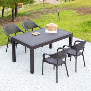 모니카 1500x900 사각 버디 4인 야외 테이블 세트