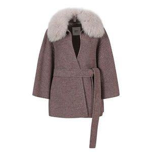 [갤러리아] [24F/W] 울혼방 체크 폭스 퍼 케이프 코트 (BJHRY2656)BJH2656
