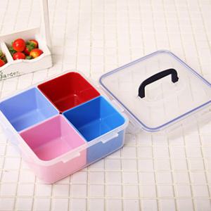 따로 분리되는 4칸 칸칸 나눔 사각 밀폐용기 반찬통 보관통 도시락 보관용기