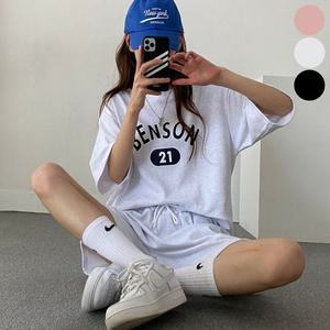 여자 오버핏 반팔 반바지 트레이닝복 추리닝 셋업