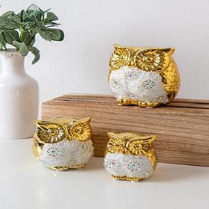 [HYIJQMKJ_4B]B004 장식품 황금 부엉이 3P set