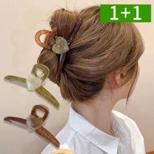 [1개+1개] 하트 헤어집게핀 머리핀 올림머리 반묶음 여성 집게 헤어핀