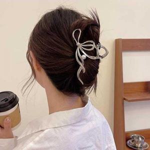 리본 물결 진주 집게핀 헤어 올림머리 대왕 메탈 집게머리핀 대형 여성 왕집게핀