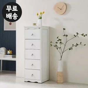 로엘 5단 서랍장 슬림 미니 틈새 체스트(400/화이트)