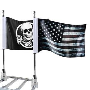 마시온 2Pcs 모터사이클 플래그 할리 데이비슨 혼다 스즈키 가와사키 골드윙 CB VTX CBR 야마하 크롬 깃대 마운트 핏 1 /2