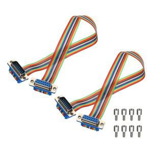 메카닉시티 2Pcs IDC 레인보우 와이어 플랫 리본 케이블 DB15 수컷 ~ 암컷 11.8인치 길이 2.54mm 피치 브레드보드 점퍼 전자 프로젝트용