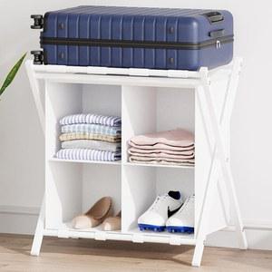 수납공간이 있는 aboxoo 러기지 랙, 게스트룸 접이식 여행 가방 스탠드, 최대 120파운드 수납 가능, 공간 절약 홀더, 침실 호텔, 화이트