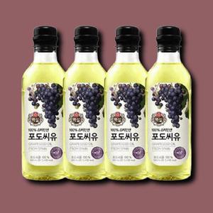 [기타] 포도씨유 식용유 튀김 부침 볶음 리놀레산 500ml 4개
