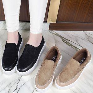 여성 운동화 스웨이드 통굽 키높이 슬립온