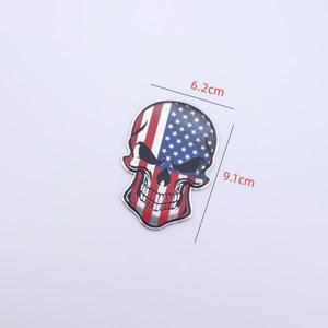 2pcs   국립 미국 국기 테마 해골 금속 알루미늄 합금 3D 접착 엠 블 럼 배지 스티커 데칼 자동차 액세서리