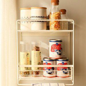 [기타]냉장고선반 2단 자석 벽걸이 수납 선반 키친타올걸이 양념통 정리