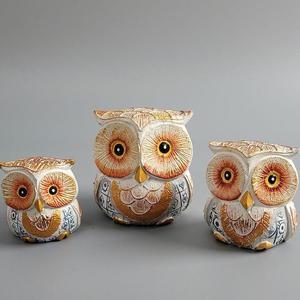 발리에서온 트렌클레오 목각 부엉이 장식소품 3P