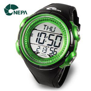 [네파] 50랩메모리 8알람 방수 전자 스포츠 러닝 군인시계 N237-GN