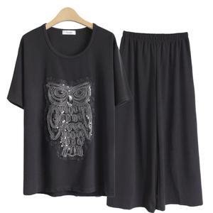 티셔츠 홈웨어 통바지 상하세트 빅사이즈 츄리닝 운동복  부엉통바지셋