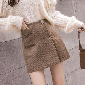 고품질 겨울 여자 데일리 A라인 모직 클래식 단추 모직스커트 (WFHPRJW)