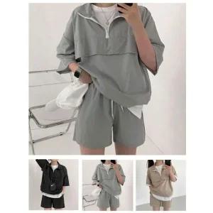 남여공용 여름 반팔 반바지 아노락 세트 트레이닝복 (WFHUN7D)