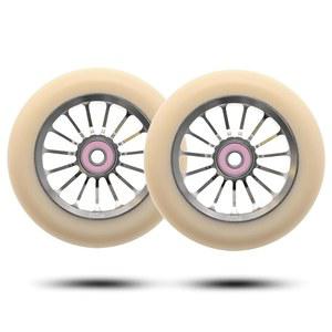 AZTEK 아키텍트 2륜 - 고반동 고속 롤링 우레탄이 장착된 프로 스쿠터 110mm 교체 합금 금속 코어 휠 2쌍 부드러운 ABEC-9 베어링 포함 크림