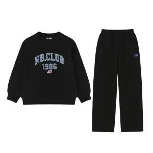 뉴발란스 에센셜 스트레이트 셋업 맨투맨 아동 주니어 트레이닝복세트 블랙 NK9YEB403U-19
