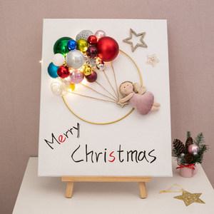 크리스마스 액자 벽 장식 이젤세트 LED 스카이 엔젤 캔버스 57cm 벽걸이 테이블 탁상용