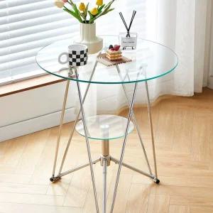 강화유리 원형 테이블 티테이블 투명 원탁 거실 응접실
