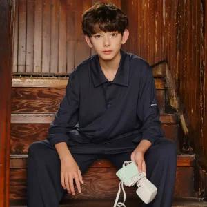 마밤 MSMV 피치기모 아동 주니어 잠옷 초등학생 파자마 실내복 세트 에센셜차콜그레이