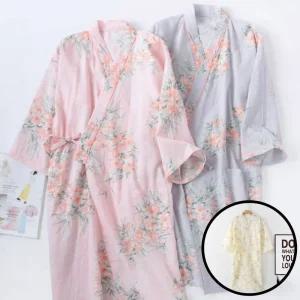 샤워로브 면소재 목욕가운 얇은 플라워 라운딩 호텔 랩가운