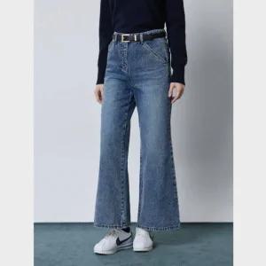 CC콜렉트 가죽 레더 탭 플레어 데님 팬츠C244PSA434 277591