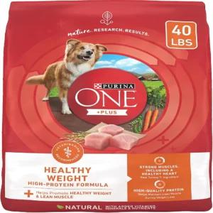 Purina ONE Plus 건강한 체중 고단백 반려견 사료 건조 포뮬러 - 40파운드 가방