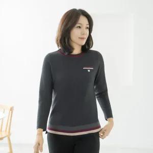 엄마옷 마담4060 배색시보리티셔츠 베이직한 중년여성 데일리 -ZTE2509026-