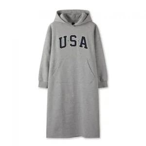 탑텐 여성 에코 플리스 그래픽 후드 롱 원피스MSF4OO2201