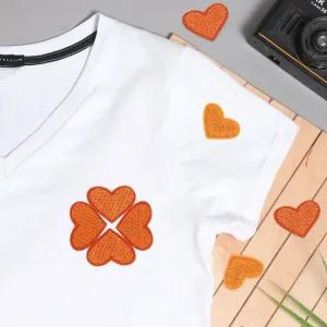 의류 패치 하트 주황 열접착패치 의류리폼 옷리폼 의류자수 와펜