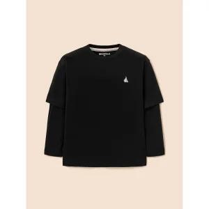[BEANPOLE KIDS] 그래픽 레이어드 긴팔 티셔츠  블랙 (BI5941U035)