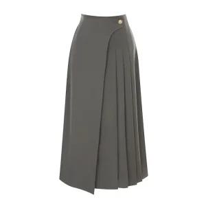 [티뷰] 골드버튼랩플리츠스커트_V5C-CSK019