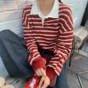 [모코블링] 배색 단가라 카라 긴팔티 #긴팔티 #카라티 #버튼티 #단가라티 #럭비티 #스트라이프티셔츠