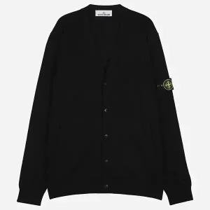 스톤아일랜드 5F 5100068 S00C4 V0029 와펜 브이넥 가디건 블랙