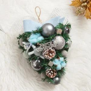 /플라워트리 크리스마스 벽장식 트리 LED 블루 레인 목화 30cm