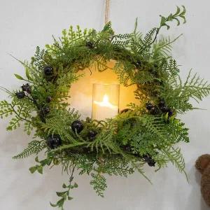 /플라워트리 크리스마스 리스 벽장식 숲사이 LED 캔들 35cm 소품