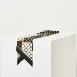 닥스 백화점정품 블랙 프린트 실크 스카프 봄가을 코디 미니 데일리 간절기 여성 명품